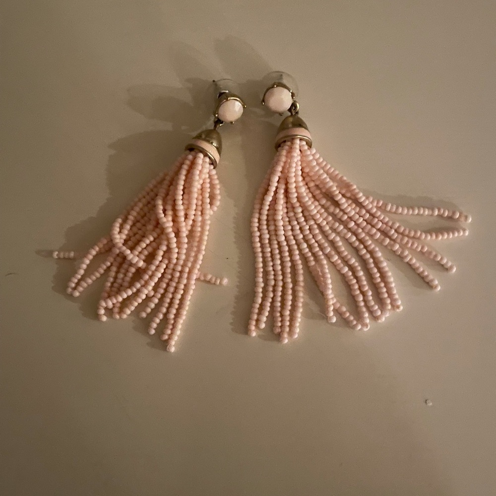 Blush pink tassle earrings